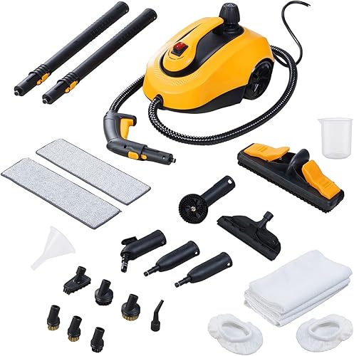 Limpiador a vapor, trapeador de vapor con juego de accesorios de piezas, capacidad de tanque de agua, limpiador de alfombras de vapor de mano para