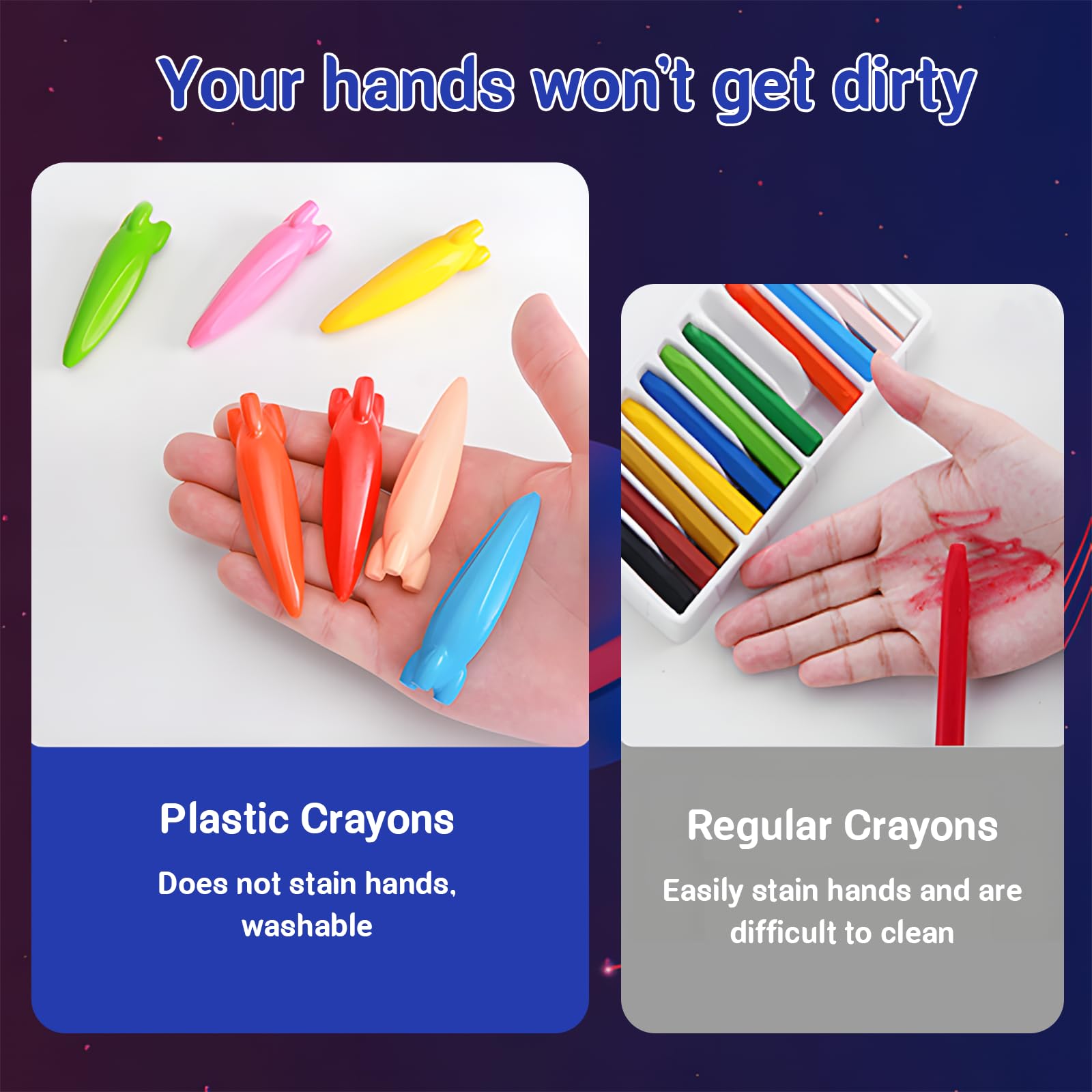 Crayones Para Niños 1-4 Años - 12 Colores No Tóxicos, Forma Ergonómica Fácil De Agarrar, Lavables