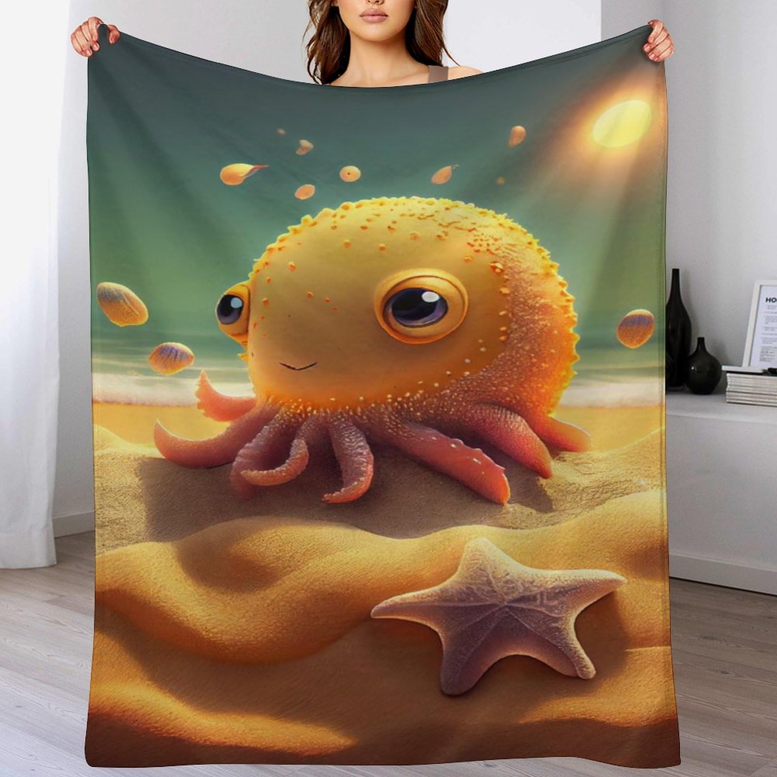 Couverture de salon en flanelle pieuvre pour vos soirées canapé