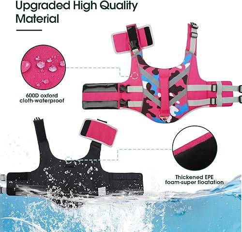 Miniatura 3 de Kuoser - Chaleco salvavidas para perros con tiras reflectantes - Vestido de alta visibilidad ajustable, salvavidas Ripstop, preservador para