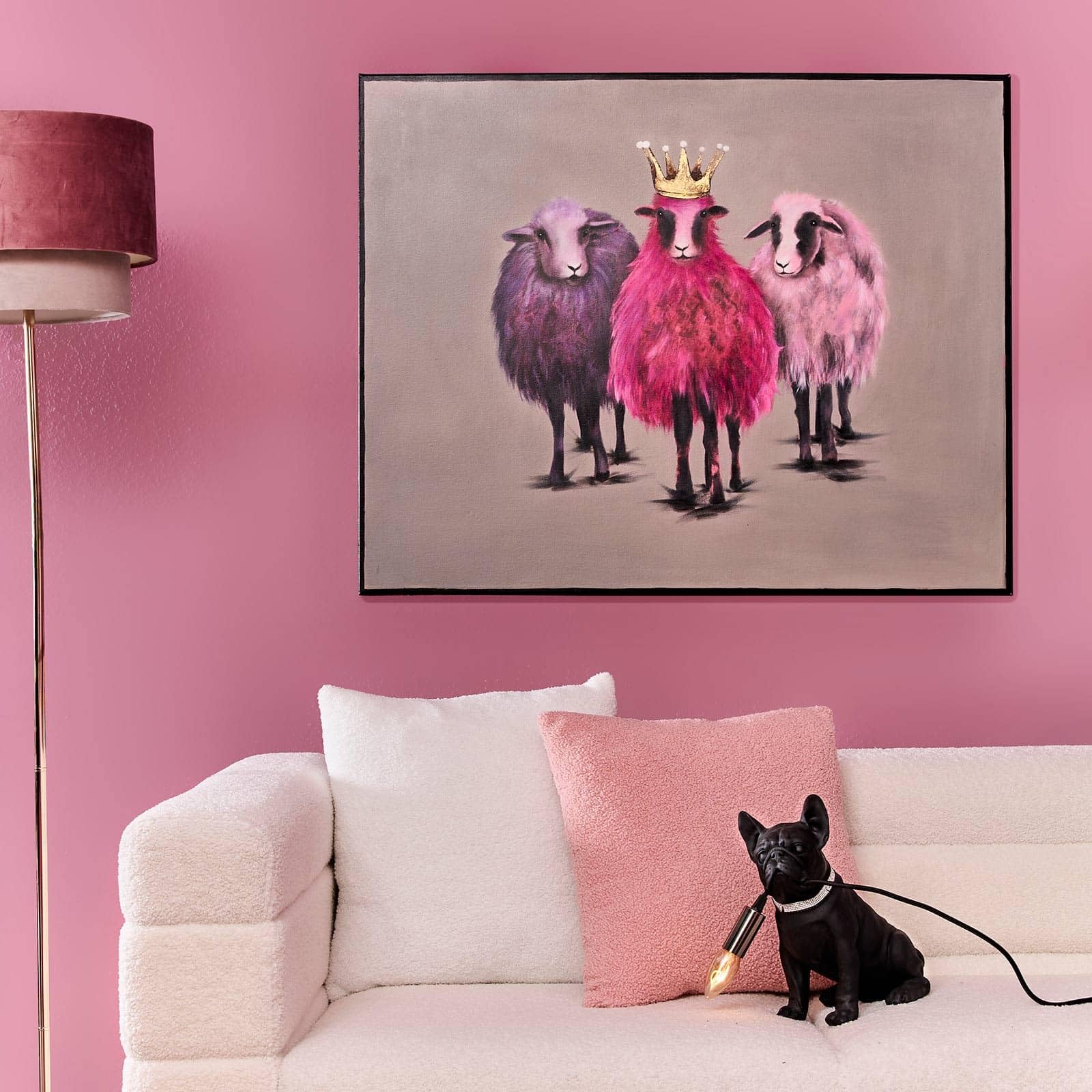 WERNS Gemälde Schaf Royal Sheep handgemaltes Schaf-Porträt königlicher Look Unikat Wandbild 80x100 cm