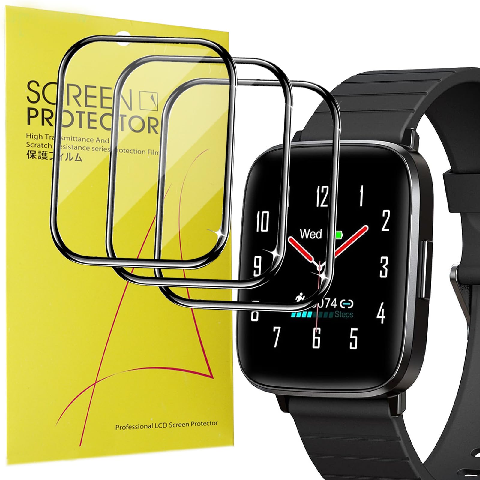 BlueshaweuCompatible for Mgaolo Smart Watch Screen Protector, [3 Pack] Full Coverage PET 3D Clear Film Compatible for Mgaolo Y89 Smart Watch-1.3 Inches (3 pack)