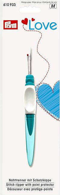 Prym Small Ergonomic Design Stitch Seam Ripper/Quick Unpick Love, Metal/Plastic, Turquoise, 18.5 x 9.5 x 2 cm