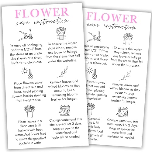 Fresh Flower Care Instructions Cards | 50 pack | 2x3.5”