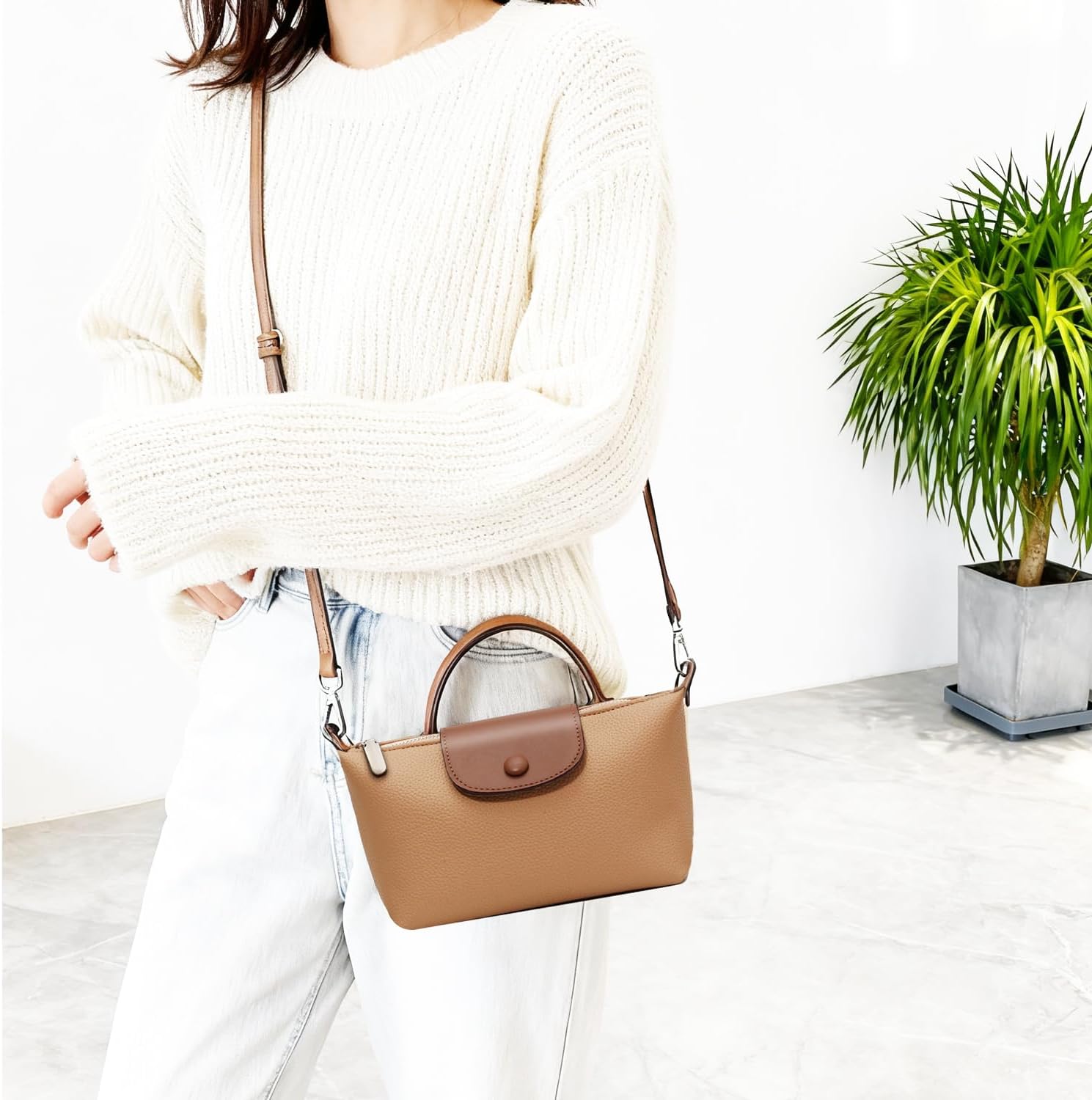 Crossbody Bag for Women, Fashion PU Leather Style Shoulder Handbag Purse - Image 2