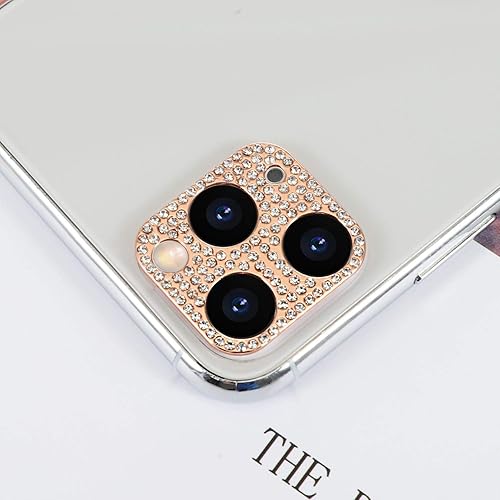 Miniatura 3 de Omorro Protector de lente brillante para iPhone 12 Pro Max, cubierta de cámara con purpurina 3D con diamantes de imitación de diamantes de imitación