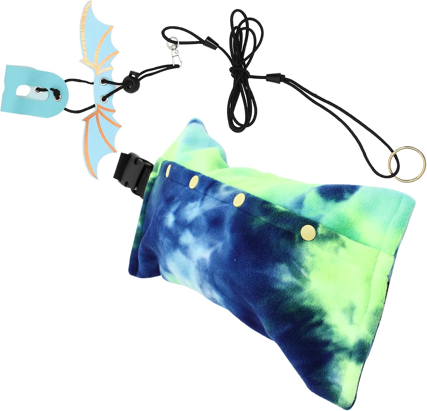 TEHAUX Lizard Sling Carrier Bag and Adjustable Reptile Leash Set, Portable Outdoor Pet Lizard Carrying Bag with Blue Sling for Bearded Dragon Travel
