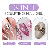 Vista 2 de KYDA 2 piezas de 10 ml de gel de uñas de esculpido 3D transparente, gel de uñas de arte de escultura 3-en-1 para tallado, pintura y moldeado