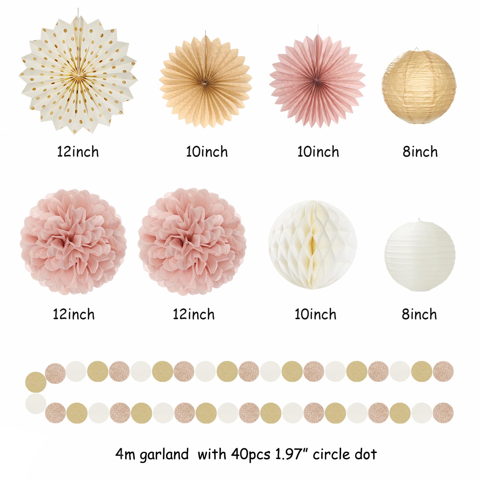 Pink Rose-Gold Party Decorations - 19pcs Boho Birthday Kit -3