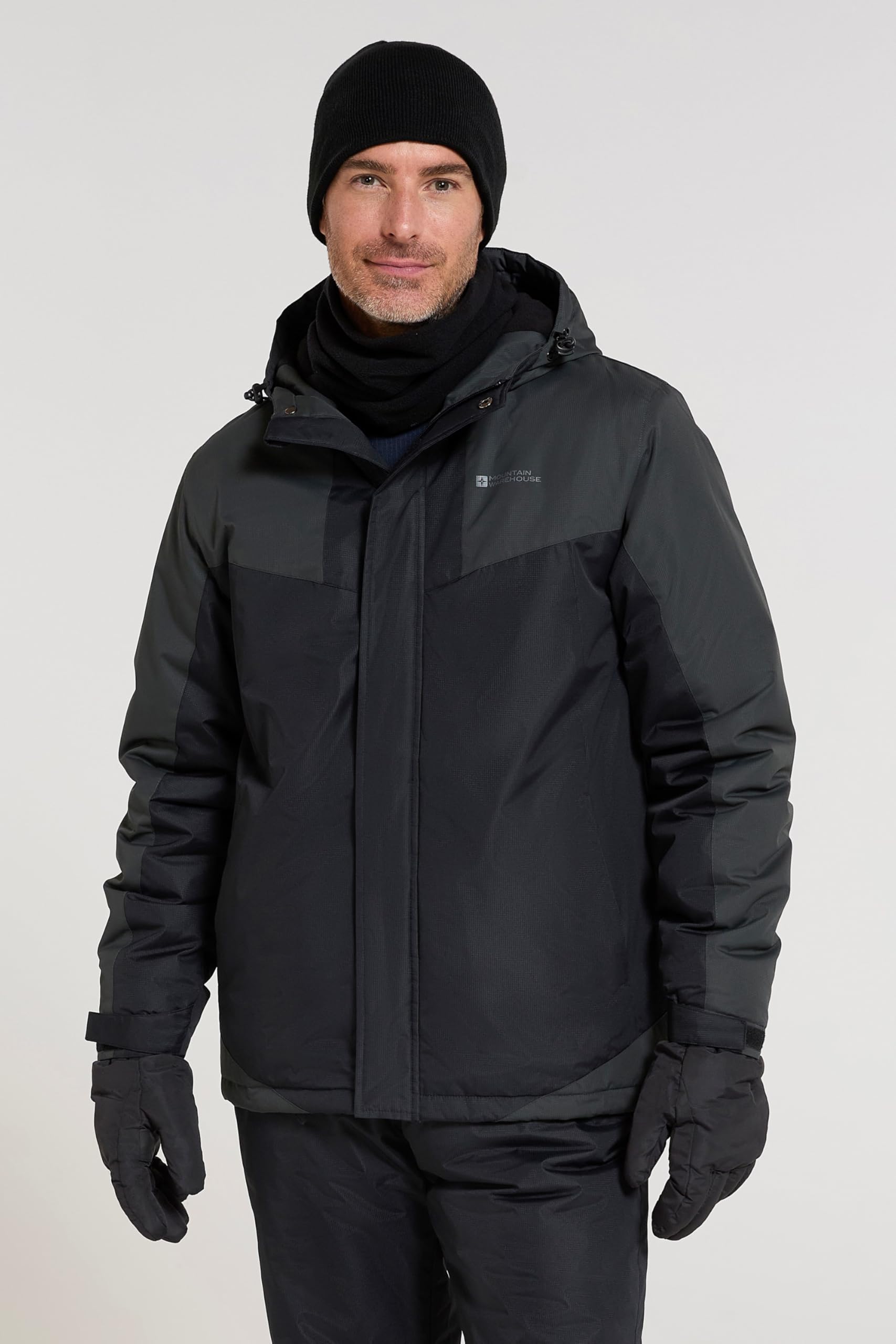 Mountain Warehouse Veste de Ski Dusk pour Hommes - Imperméable Doublure Polaire et isolée Jupe Pare-Neige intégrée Capuche Poignets réglables -pour Le en Hiver