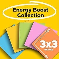 Vista 2 de Post-it Super Sticky Notes, 12 Sticky Note Pads, 3 x 3 in., Ideal for Organization in Your Dorm, Home or Office, Energy Boost Collection