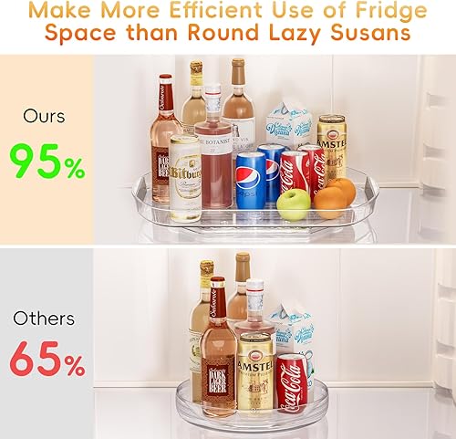 Miniatura 6 de Lazy Susan - Organizador giratorio para refrigerador, 15.76 pulgadas rectangular transparente Lazy Susan para refrigerador, Lazy Susan para