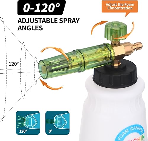 Miniatura 2 de DUSICHIN, cañón de espuma de nieve DUS-007 de rápido accionar, Jet Wash, cañón de espuma de nieve de rápido accionar ajustable de 1/4 pulgadas, 5
