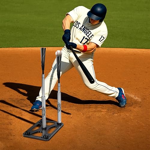 Miniatura 6 de Camiseta de bateo de 5 posiciones, camiseta de béisbol de altura ajustable de 24 a 46 pulgadas con 2 partes superiores de goma, poste de aluminio,