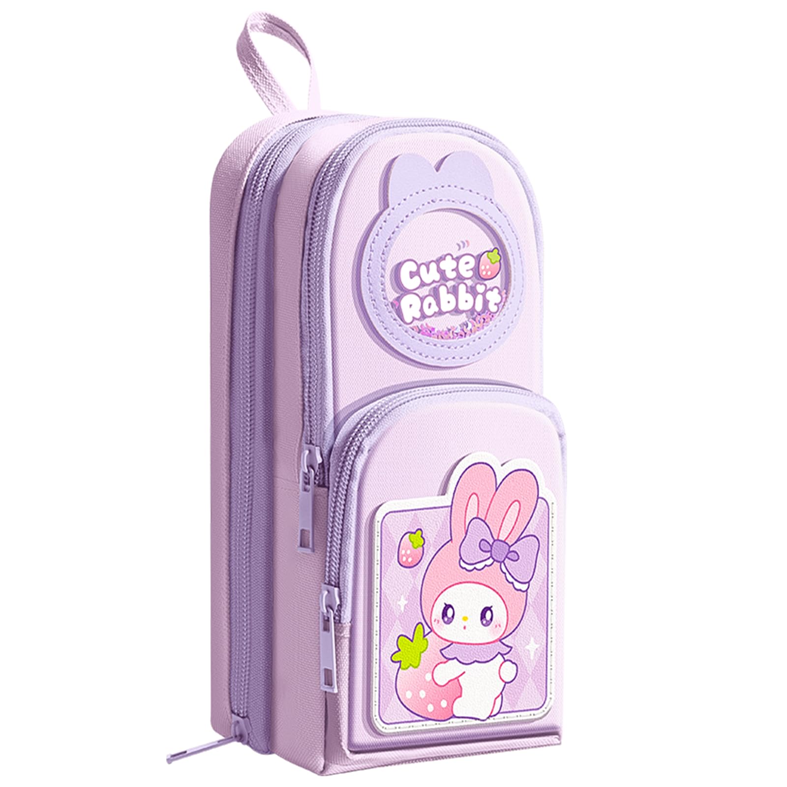 Pink Cute Pencil Case for Girls Boys & Women Large Zippered Pen Pouch Organizer with Aesthetic Design Kids School Supplies canvas Marker Bag Travel Stationery Box back to school gift (purplr)