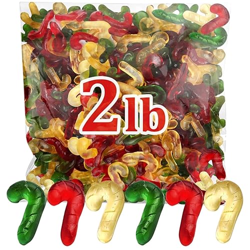 Haribo - Gomitas navideñas de bastón de caramelo, bolsa de tamaño compartido de 2 libras, golosinas de goma Haribo y rellenos de calcetines