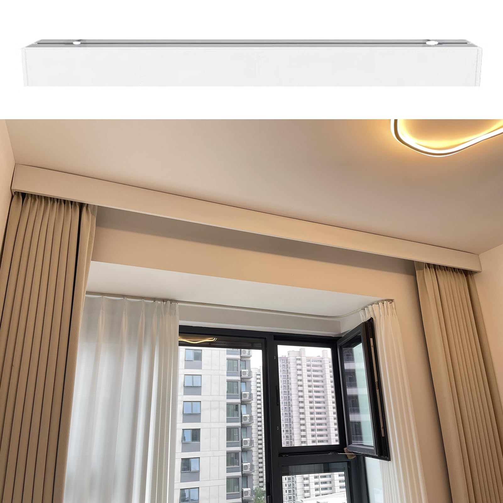 Rails de Rideaux d'Angle en Alliage d'Aluminium Robuste pour un Salon Design et Chic 200cm