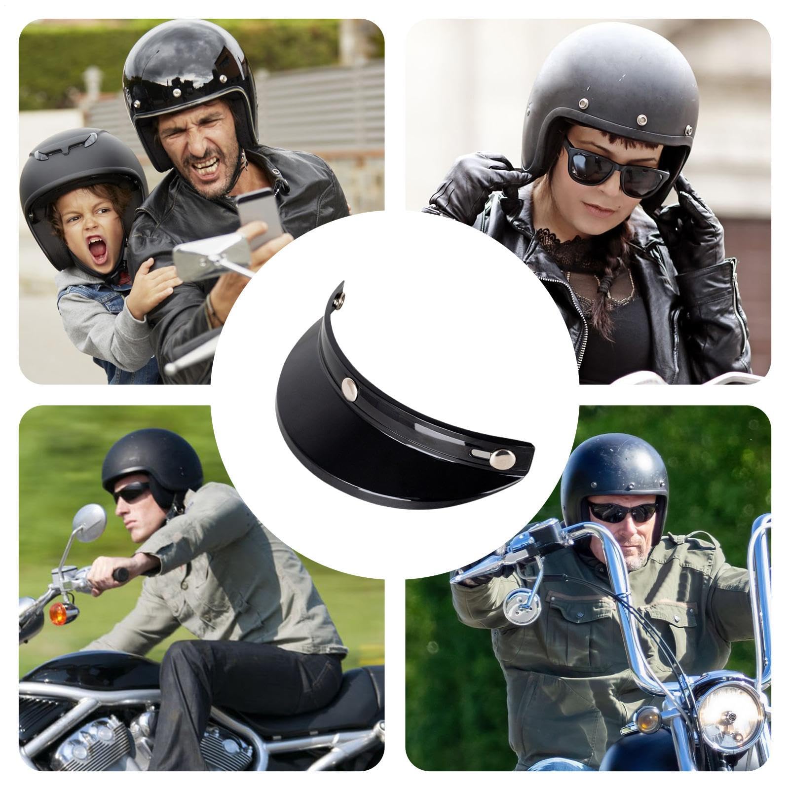 Sonnenschutz Für Helme – Visier in Standardgröße, Mit DREI Clip-Systemen, Motorradhelm-Zubehör Im Vintage-Stil | Einfach Zu Installierender Halber Motocross-Gesichtsschutz Für Schnelles Du