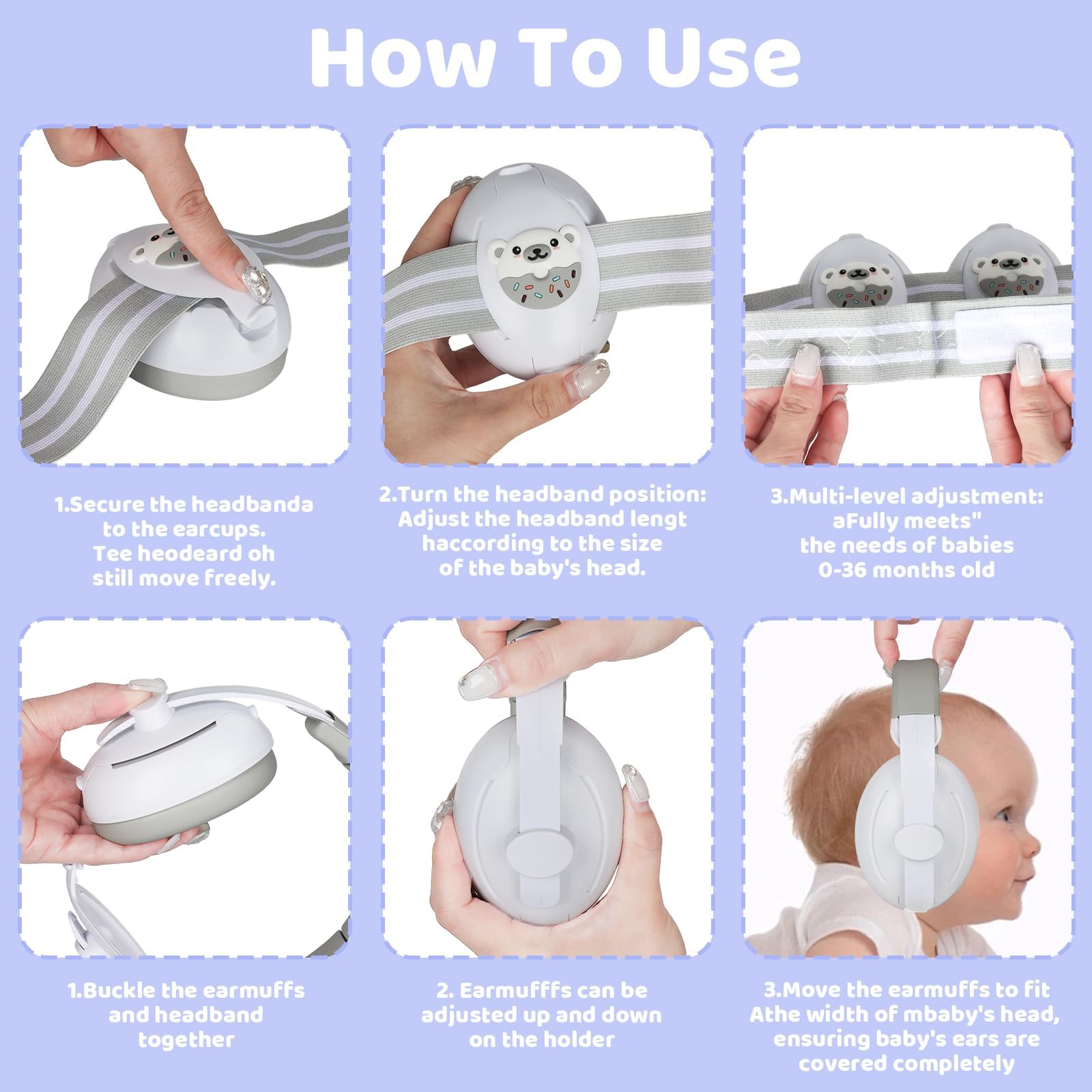 USHOP Cascos Bebe Antiruido,2 en 1 Protectores Auditivos para Bebés de 0-4 Años,Reducción de Ruido 25 dB,Diadema Ajustable,Seguro y Cómodo,Cascos Antiruido para Bebé para Viajes y Entornos Ruidosos