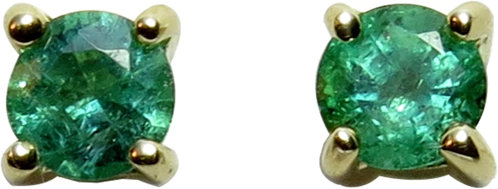 14K Solid Gold 4 prong round Fine Gemstone 3.5 millimeter Stud Earrings