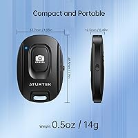 Vista 5 de ATUMTEK Obturador remoto de cámara para teléfonos inteligentes iPhone y Android (paquete de 2), botón de control remoto inalámbrico para fotos