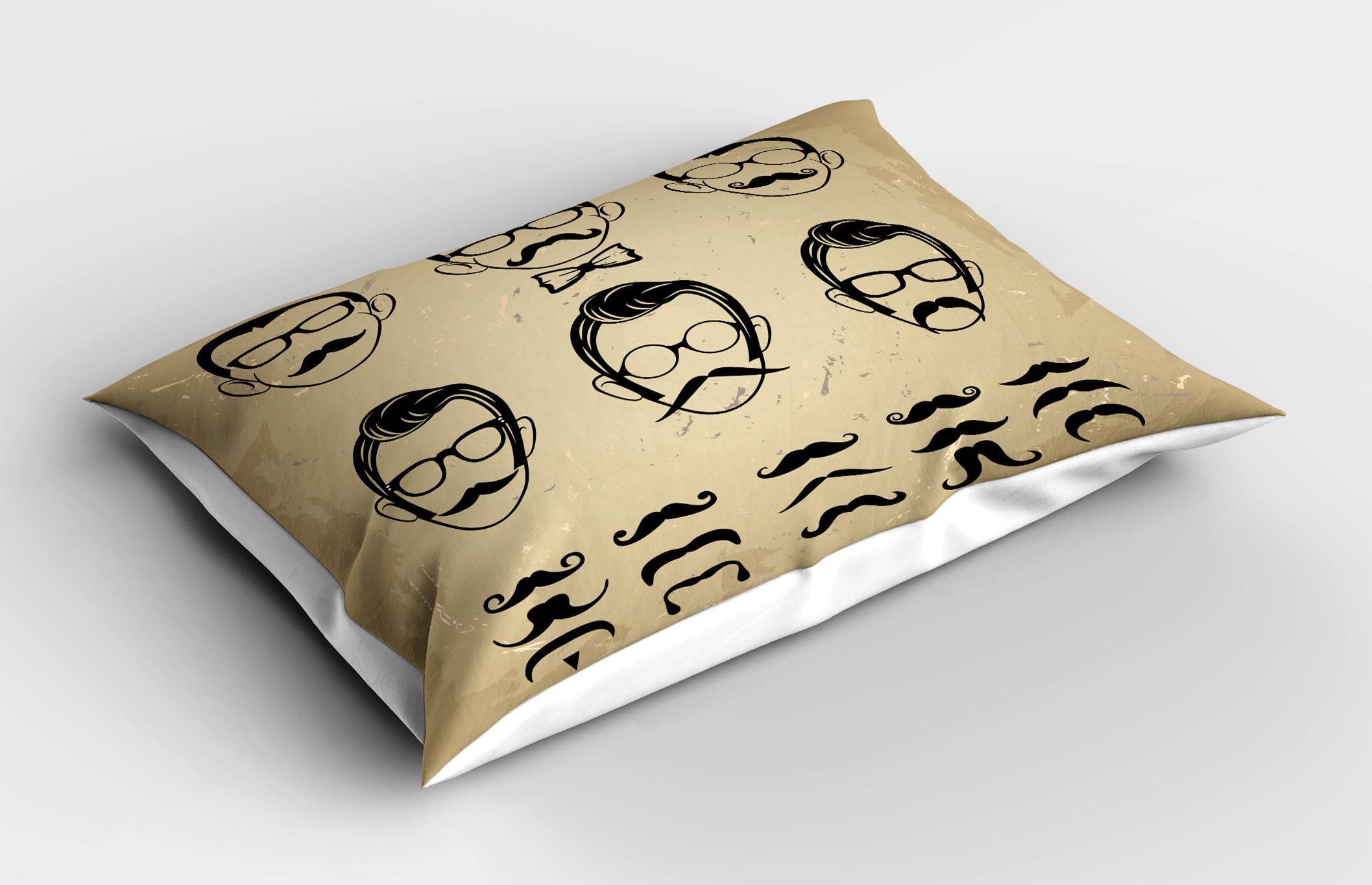 Ambesonne Geek Pillow Sham Set of 2, Male Face Silhouettes Showing Types of Moustaches and Haircuts Image, Quality Microfiber Bedding Item for All Seasons, 30