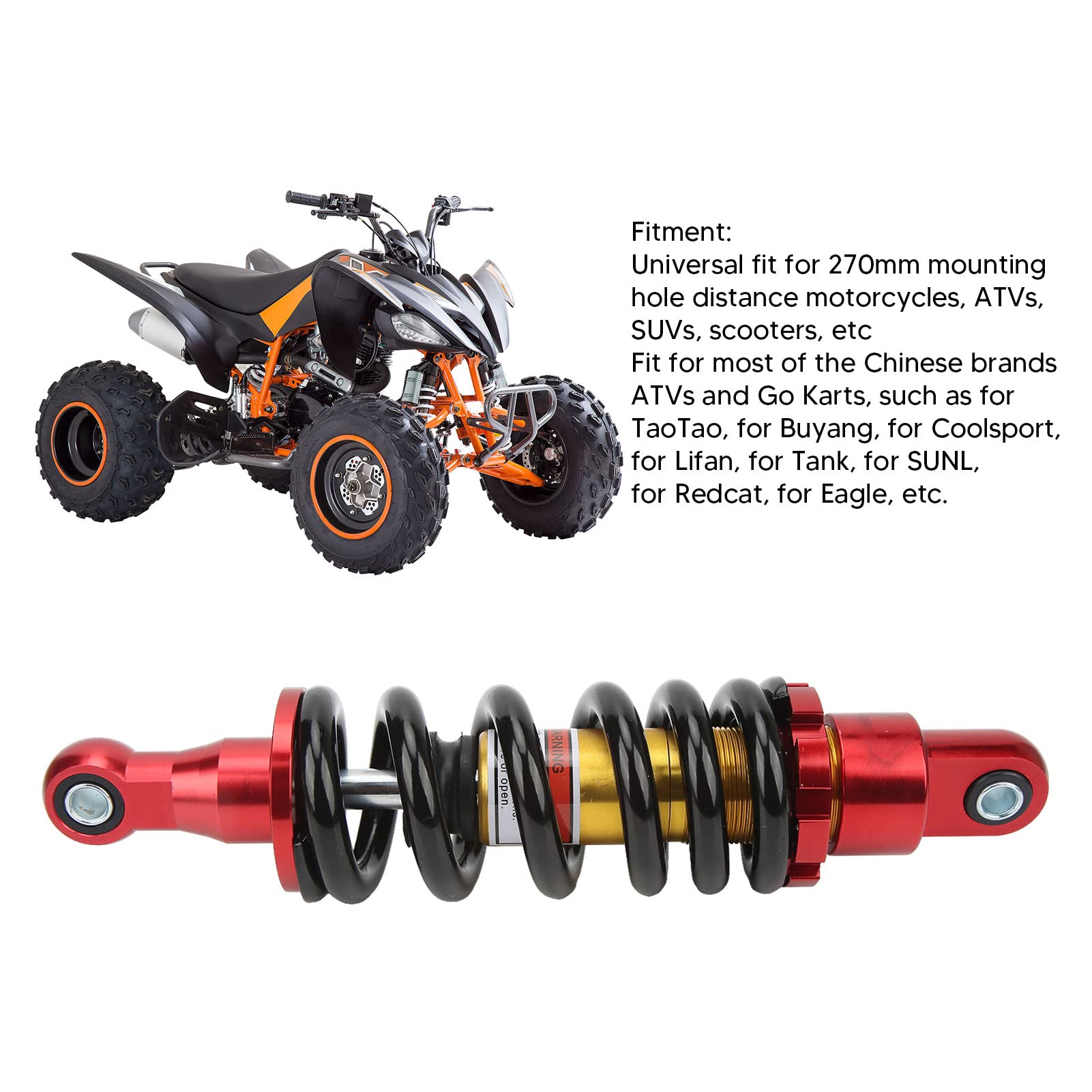 Amortyzator środkowy, Amortyzator Motocyklowy 270mm Amortyzator Zawieszenia dla 70 Cm3-150 Cm3 Dirt Pit Bike ATV QUAD GO KART