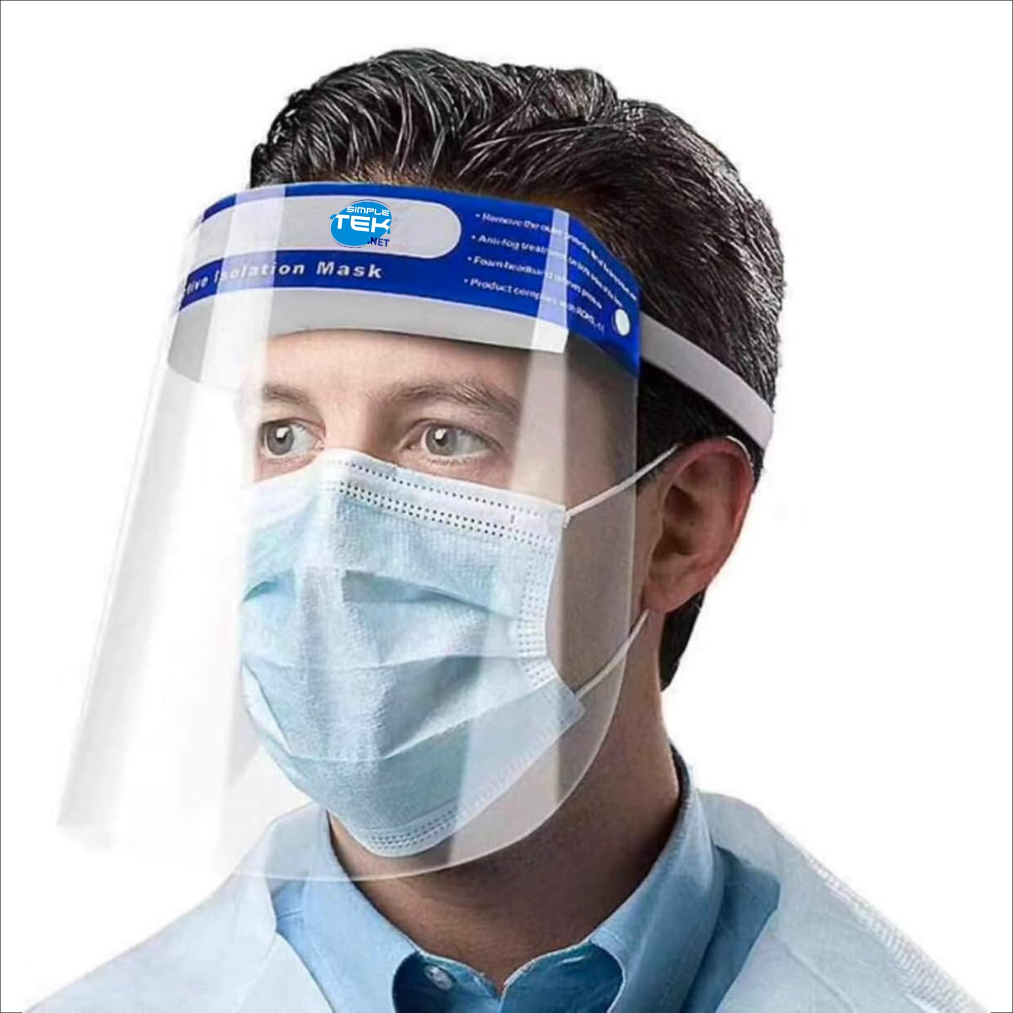 Visera de protección de pantalla facial transparente de plexiglás antisalpicaduras (DPI certificado) (12)