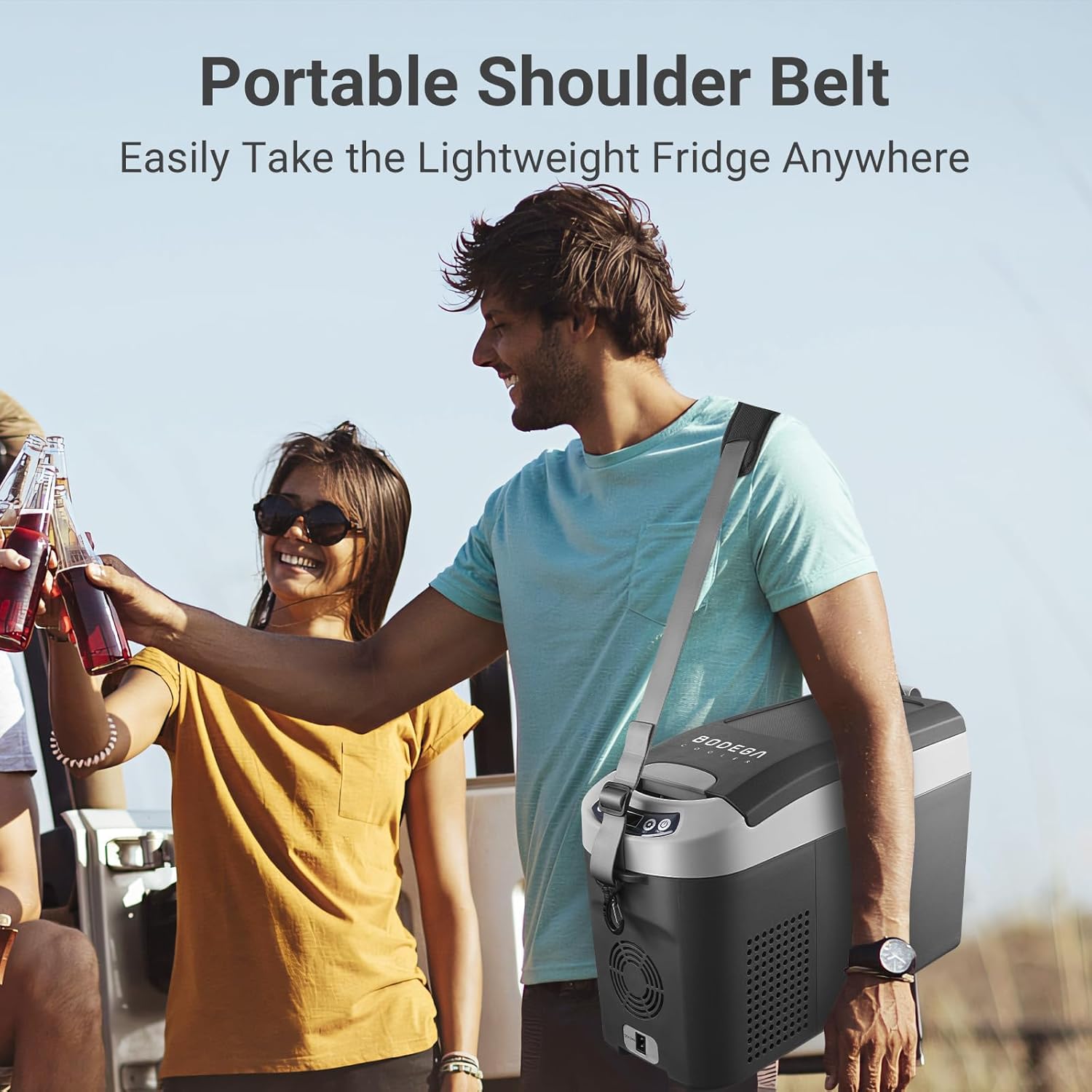 BODEGA BODEGACOOLER 12 Volt Car Refrigerator, Portable Car Fridge, Small Freezer with 12/24V DC(-4℉~68℉), 16 Quart Car Cooler for Outdoor, Vehicles, Camping, Travel