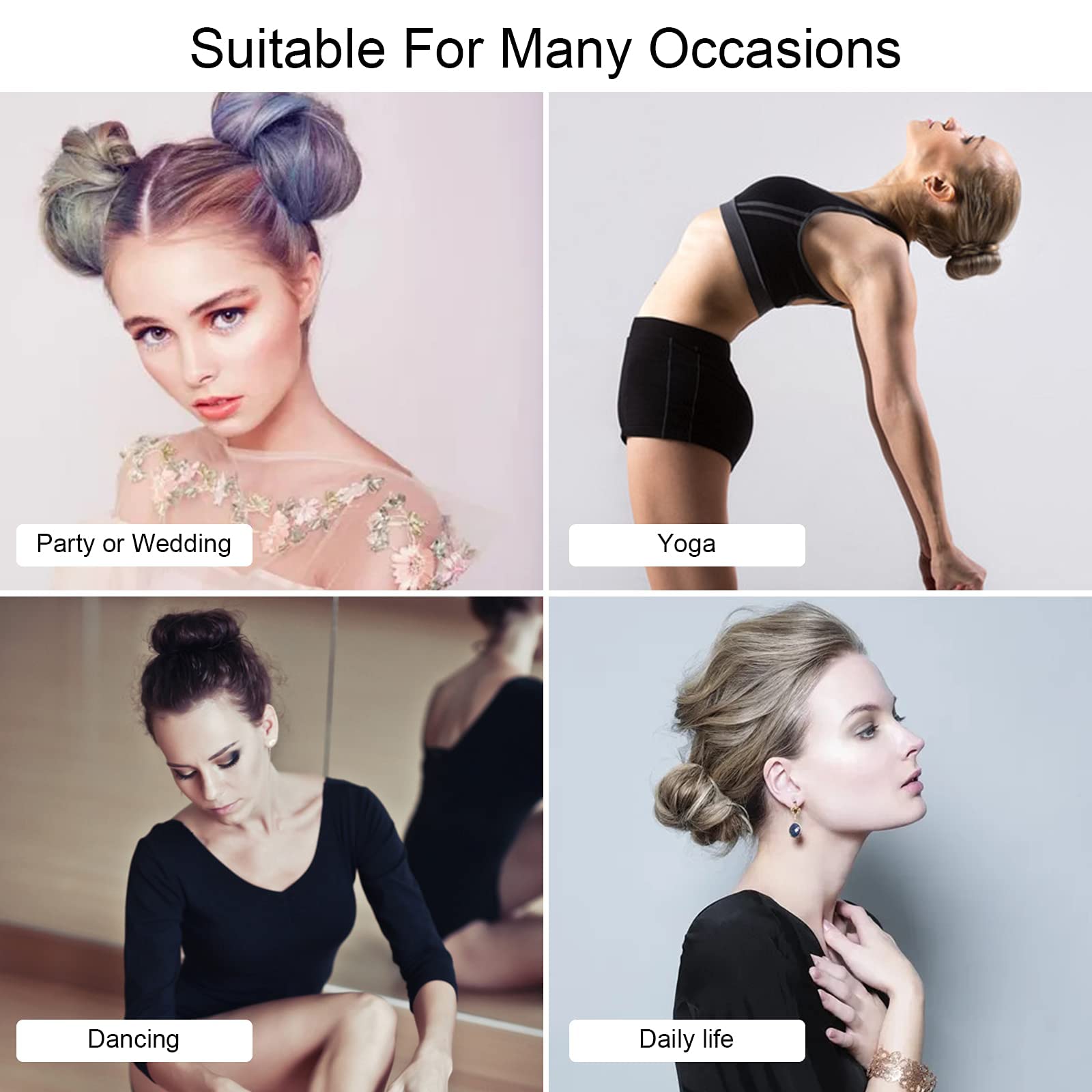 Realizzare Chignon Set,7 pezzi Chignon a Ciambella(4 Dimensioni),10 Elastici per Capelli,20 Clip a Forma di U,Magic Hair Bun Maker,per Bambine e Donne(Brown)