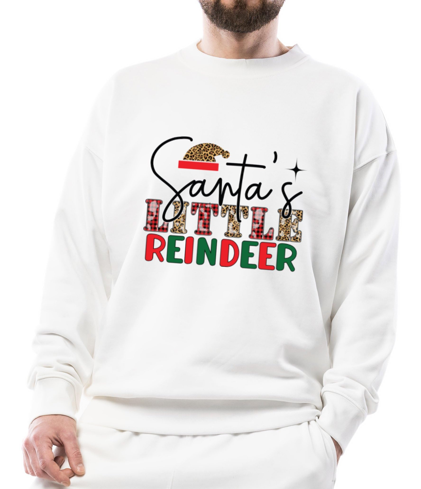 seek buy love Santa's Little Reindeer Unisex Sweatshirt, Leopard Print Christmas Sweatshirt, Holiday Graphic Sweatshirt, Fun Christmas Apparel-picture-15