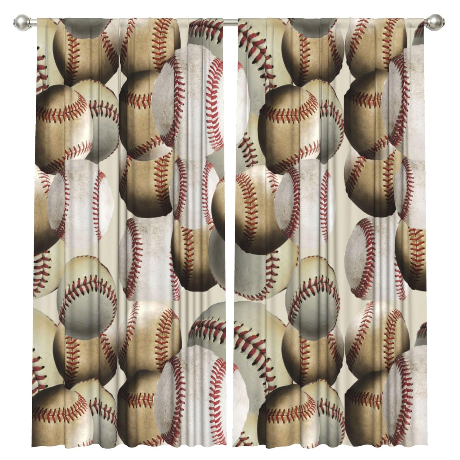 InOmak Sports Baseball, 2 Panels Window Curtains 52 x 84 Inch Blackout Curtains for Living Room Bedroom