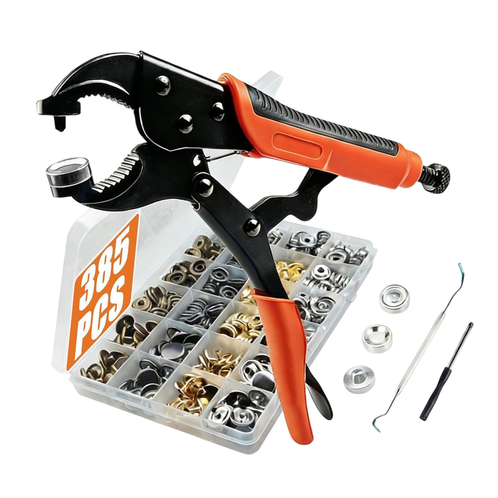 Complete 385Pcs Snapped Button Installation Tool with Pliers and Screw Type Fasteners for Clothing and Tents Metal Break Installation Pliers