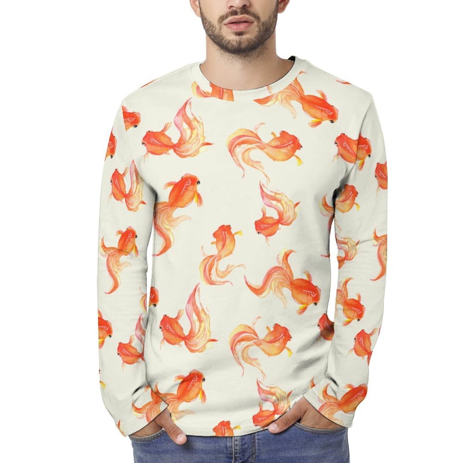 Amazon.co.jp: 金魚柄 魚柄 長袖tシャツ メンズ レディース ロングt