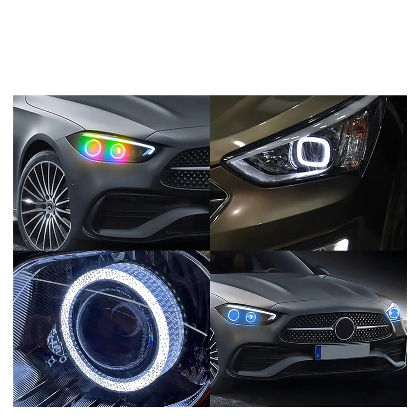 Fari occhio d'angelo Auto Moto Anello Apertura Decor Luce 1/2PCS 12V LED Rotondo Quadrato Angel Eye RGB Faro Di Marcia Diurna Anelli halo LED