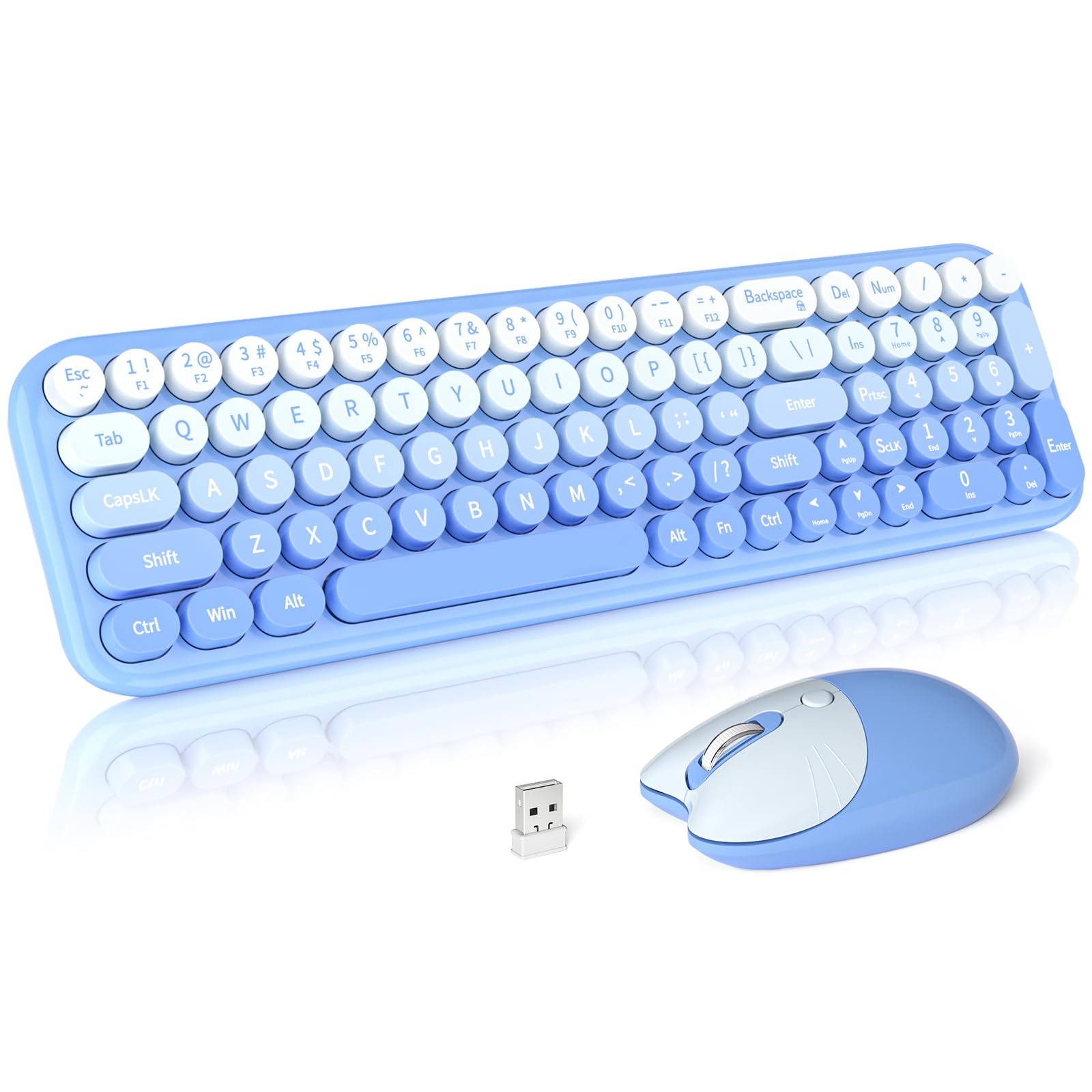 Photo 1 of Dilter Wireless Keyboard and Mouse Combo, Portable Retro Keyboard with Compact Size, 2 in 1 USB Connected Mouse for Windows 7/8/10, Laptop, Desktop, PC, Computer (Blue)