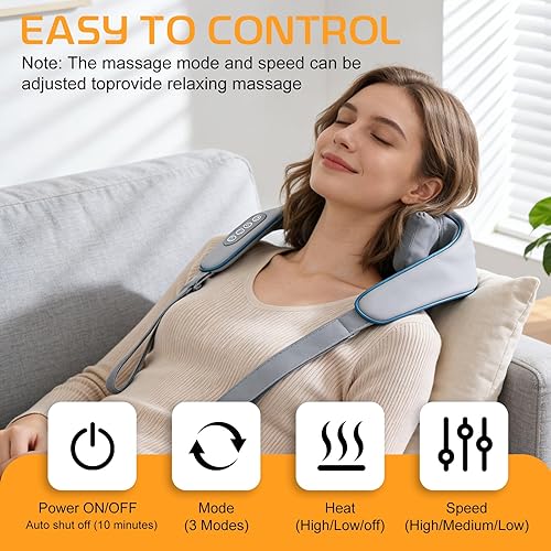 Miniatura 6 de Therapexa - Masajeador de cuello y hombros, masajeador de espalda Shiatsu 8D para aliviar el dolor de tejido profundo, masajeador para dolor de