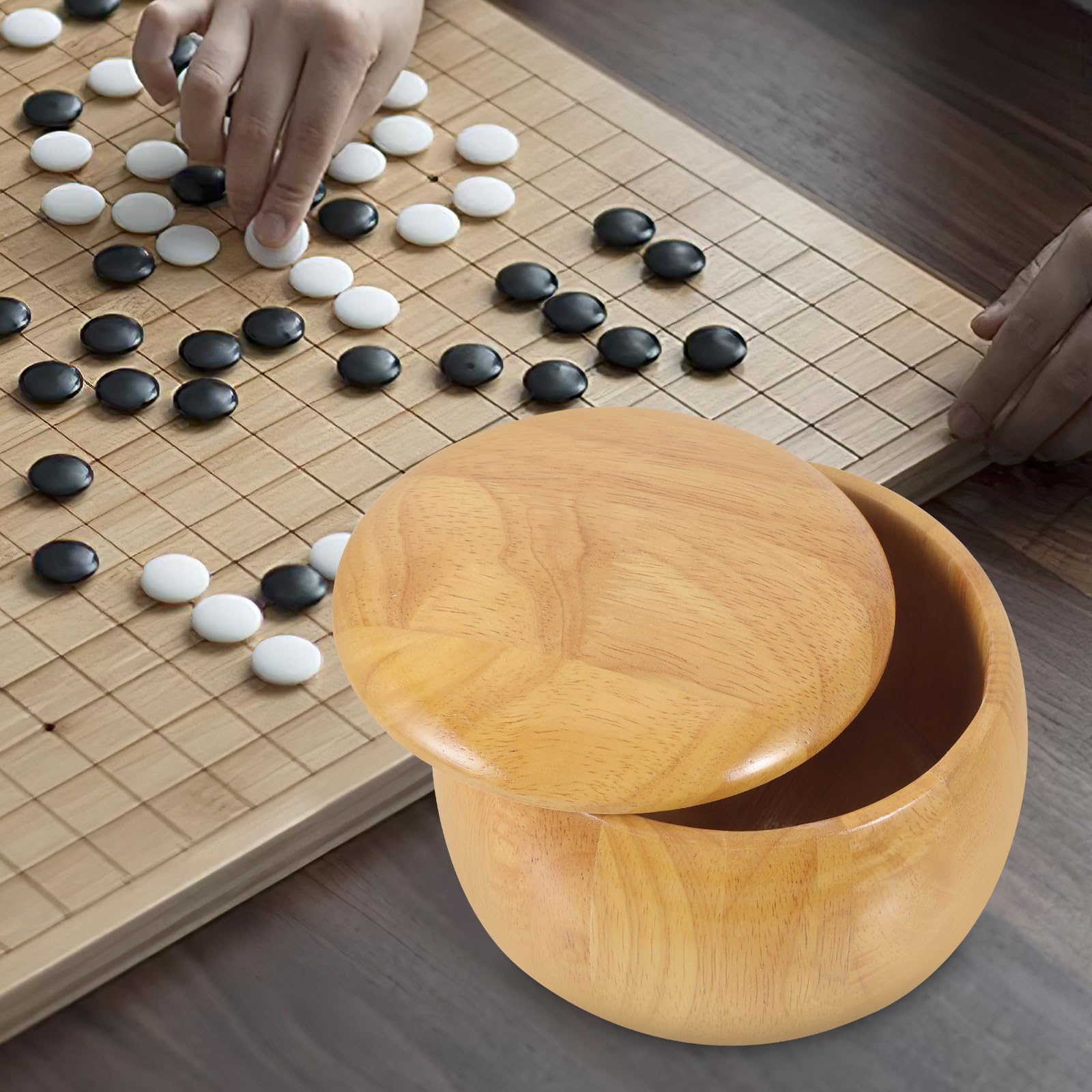 2 Pièces Boîte de de Jeu Go en Bois, Grosse, Portable et Légère