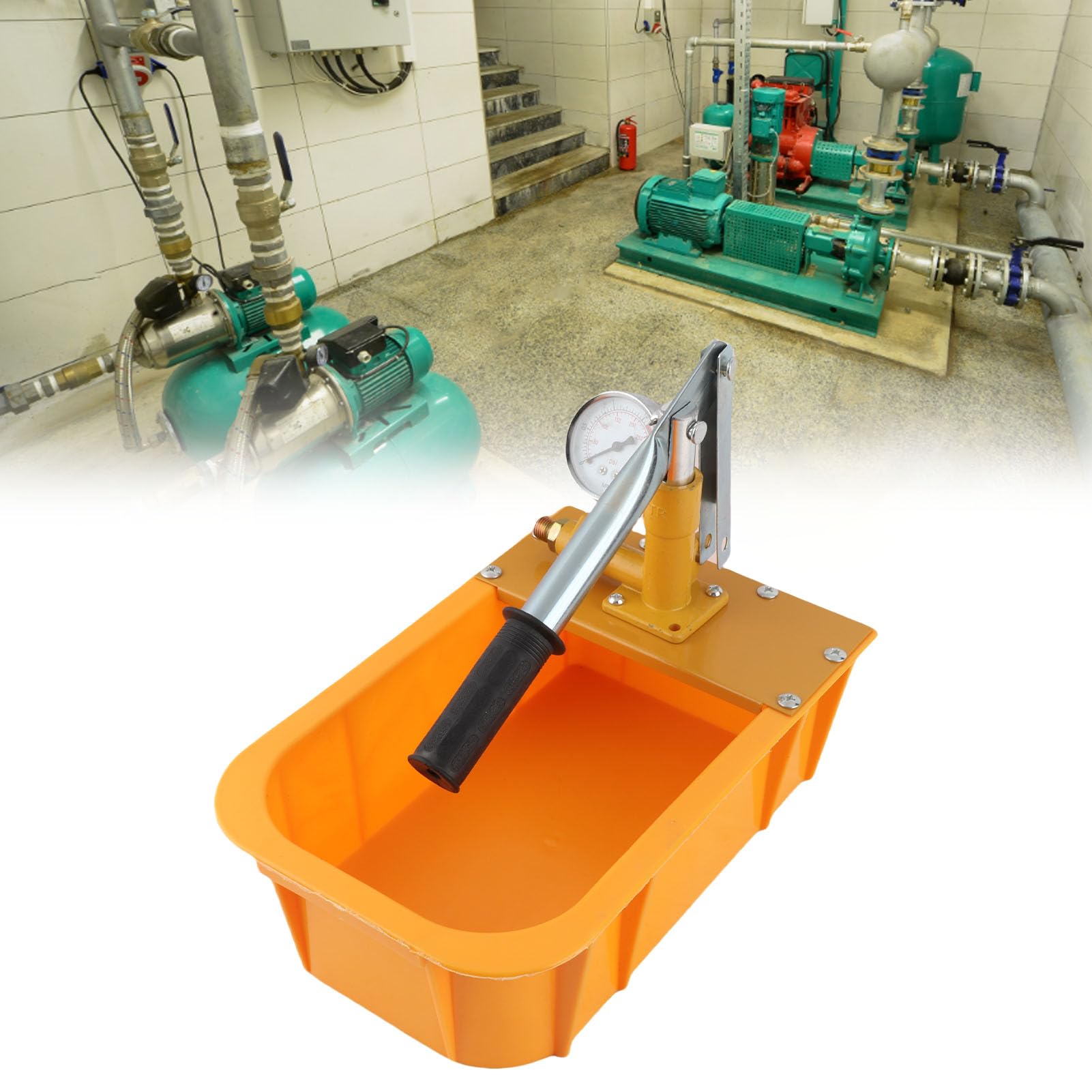 Tester per pompe idrostatiche, pompa manuale idraulica per prove di pressione dell’acqua con blocco a doppia pressione e manometro, rilevatore di perdite per impianti idrici e di