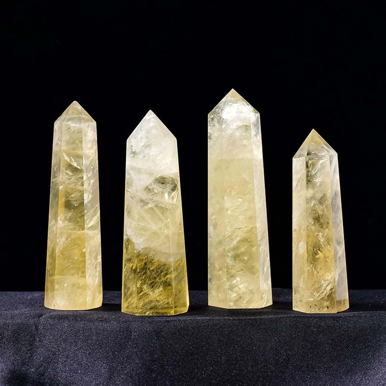 4 Piezas de Piedra Pulida con Varita de Cristal de Citrino Natural