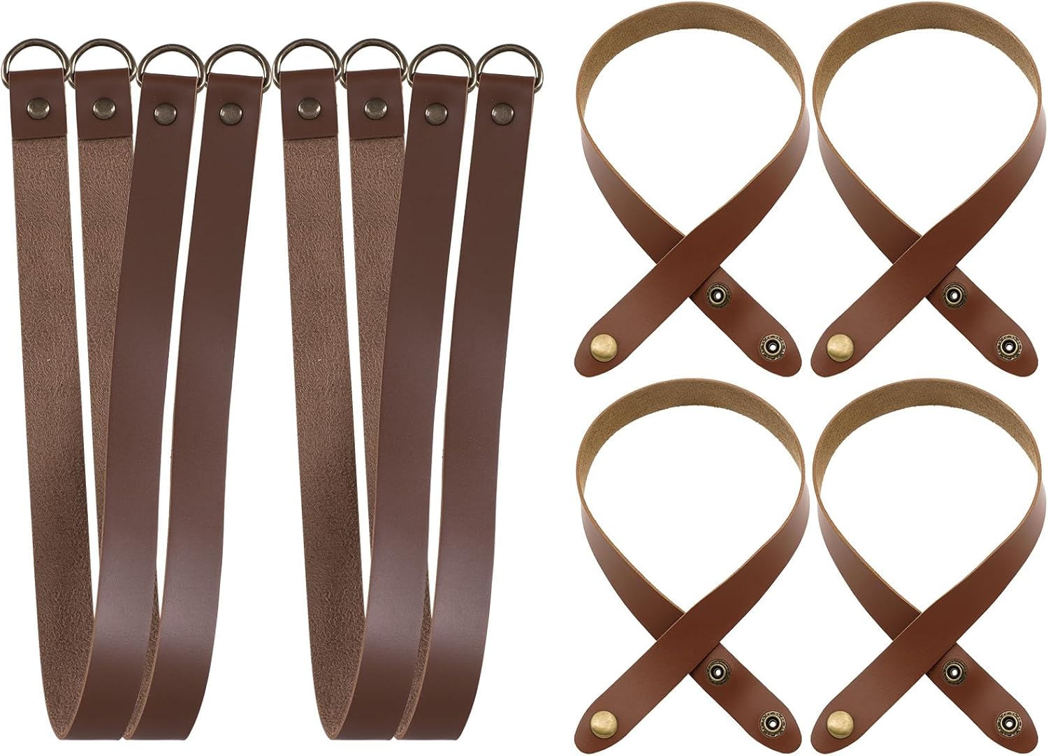 Home Queen PU Leather Window Treatment Tiebacks and PU Leather Window Treatment Tiebacks with Button Set of 8, Chocolate