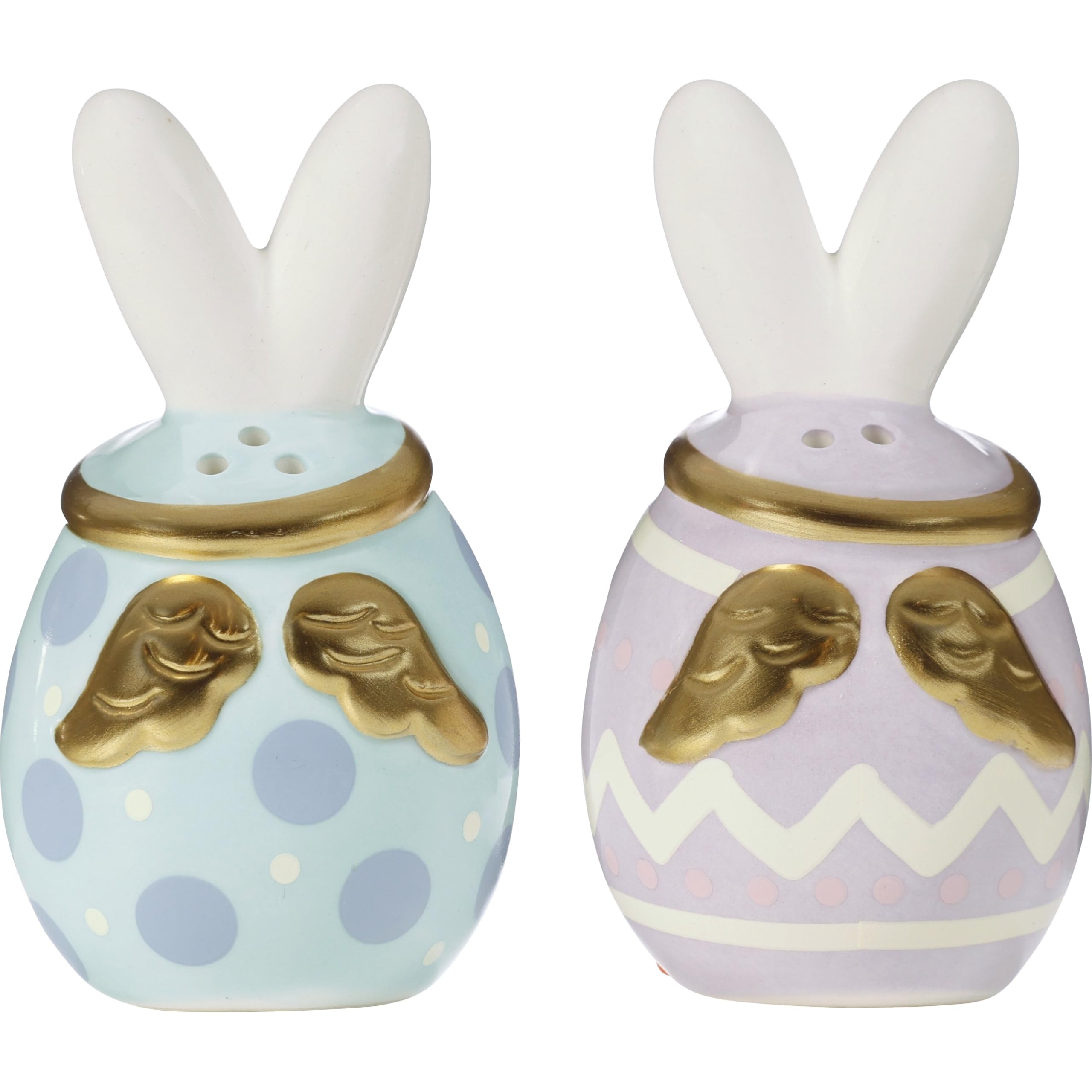 Precious Moments Salero y pimentero de Pascua | Salero y pimentero de cerámica con forma de conejo de Pascua | Decoración de cocina de Pascua | Salero de conejo