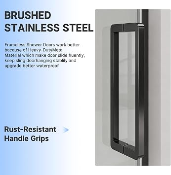 Hasipu 4448 W x 72 H Frameless Double Sliding Shower Door Matte Black | 5/16 (8mm) Tempered Glass Door, Openable Base Design, Explosion-Proof Film, Nano Coating, Bathroom Renovation