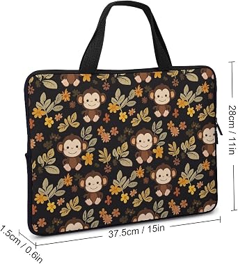Cute Monkey Laptop Bag Laptop Case Computer Messenger Bag with Adjustable Shoulder Strap