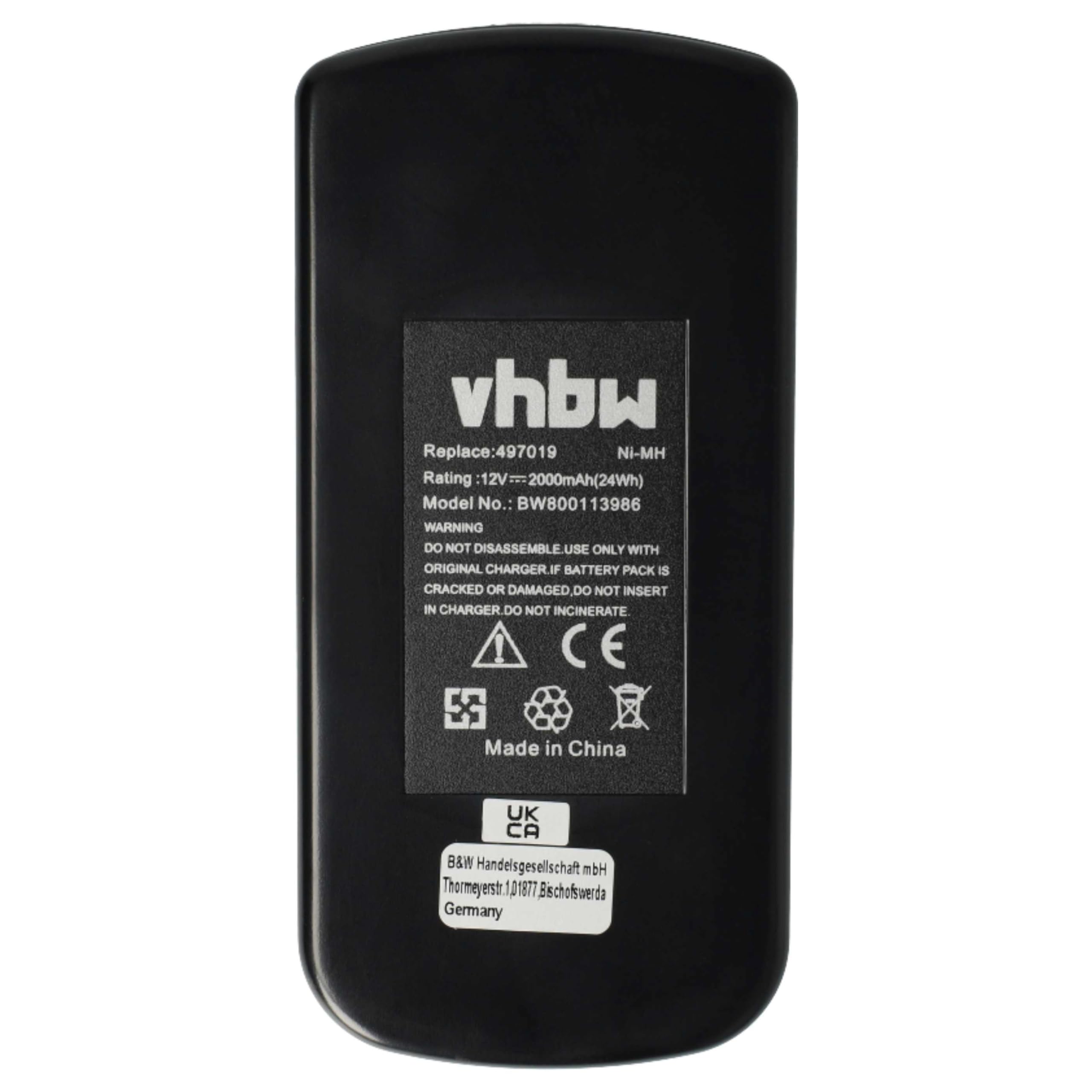 vhbw 2x batteria compatibile con Festo/Festool BPS12S, C12, C12LI, T12+3 utensile elettrico (2000 mAh, NiMH, 12 V)