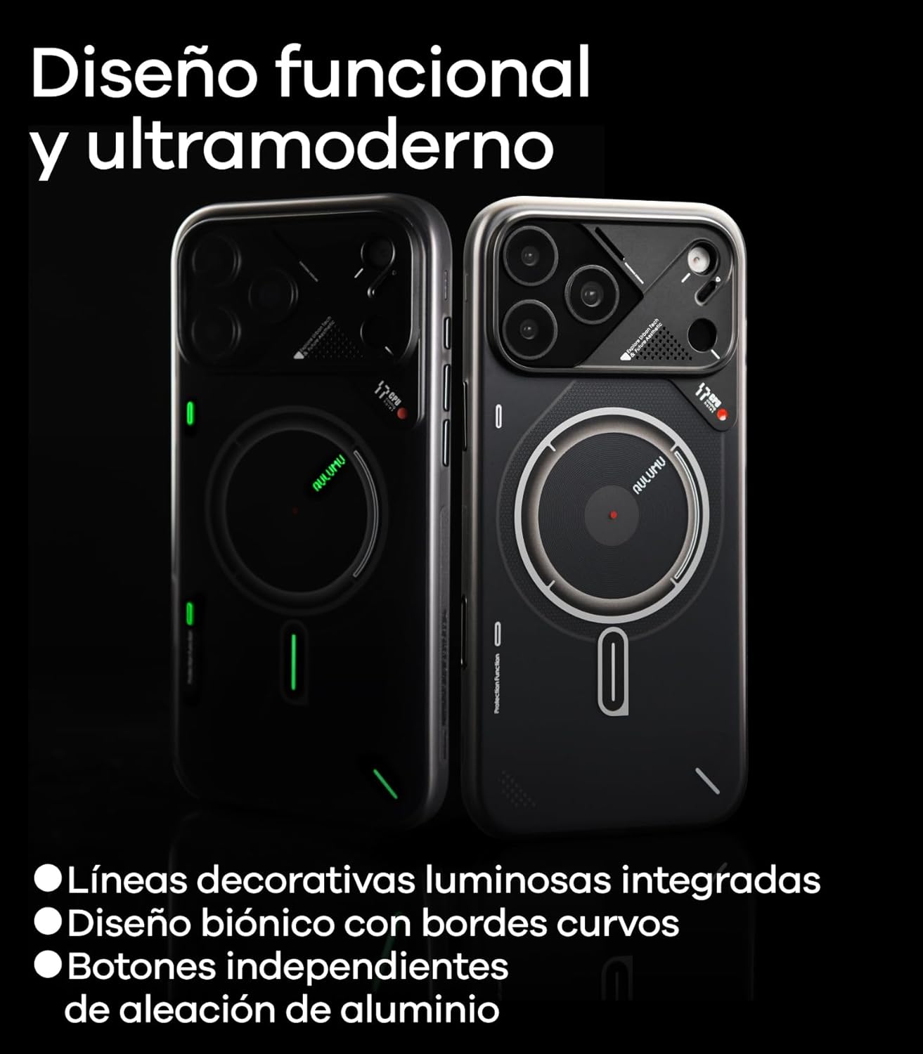 Aulumu A17+ G05 AIR Ultimate Bundle, Compatible with iPhone 17 Pro Max, Includes Phone Stand (A17) Semi-Transparent Gray + (G05 AIR) Black