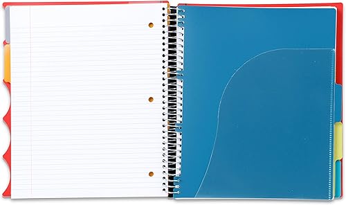 Miniatura 6 de Mintra Office - Libreta espiral de alta calidad durable, espirales cubiertas de tela, sin enganches, a rayas universitarias, divisores de bolsillo