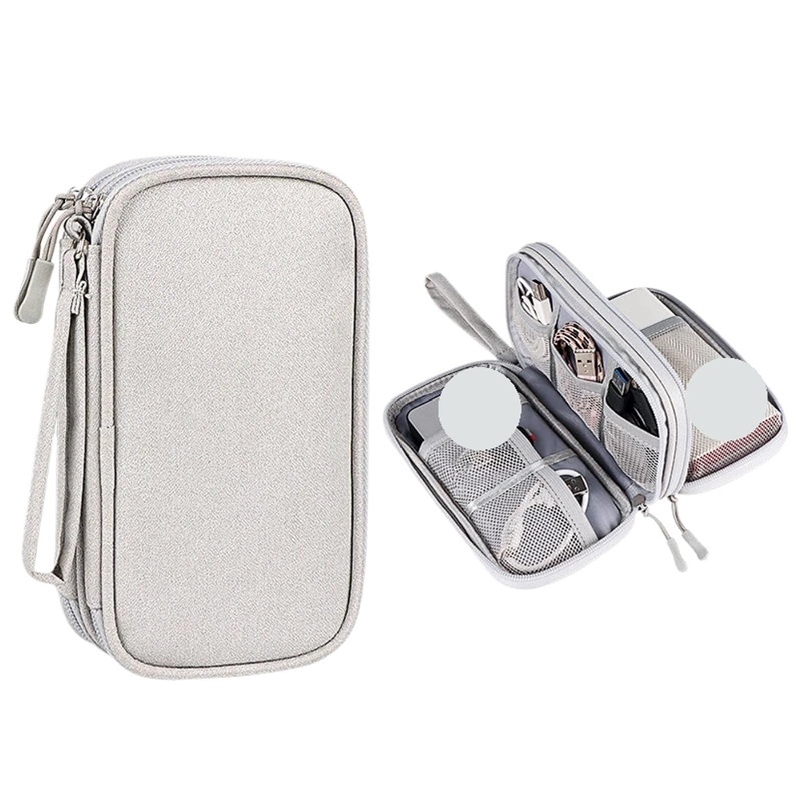 Torba na akcesoria elektroniczne, Torba podróżna na kable Przenośna torba do przechowywania danych cyfrowych Ładowarka kabel transmisji Akcesorium organizera(2 Layer gray)