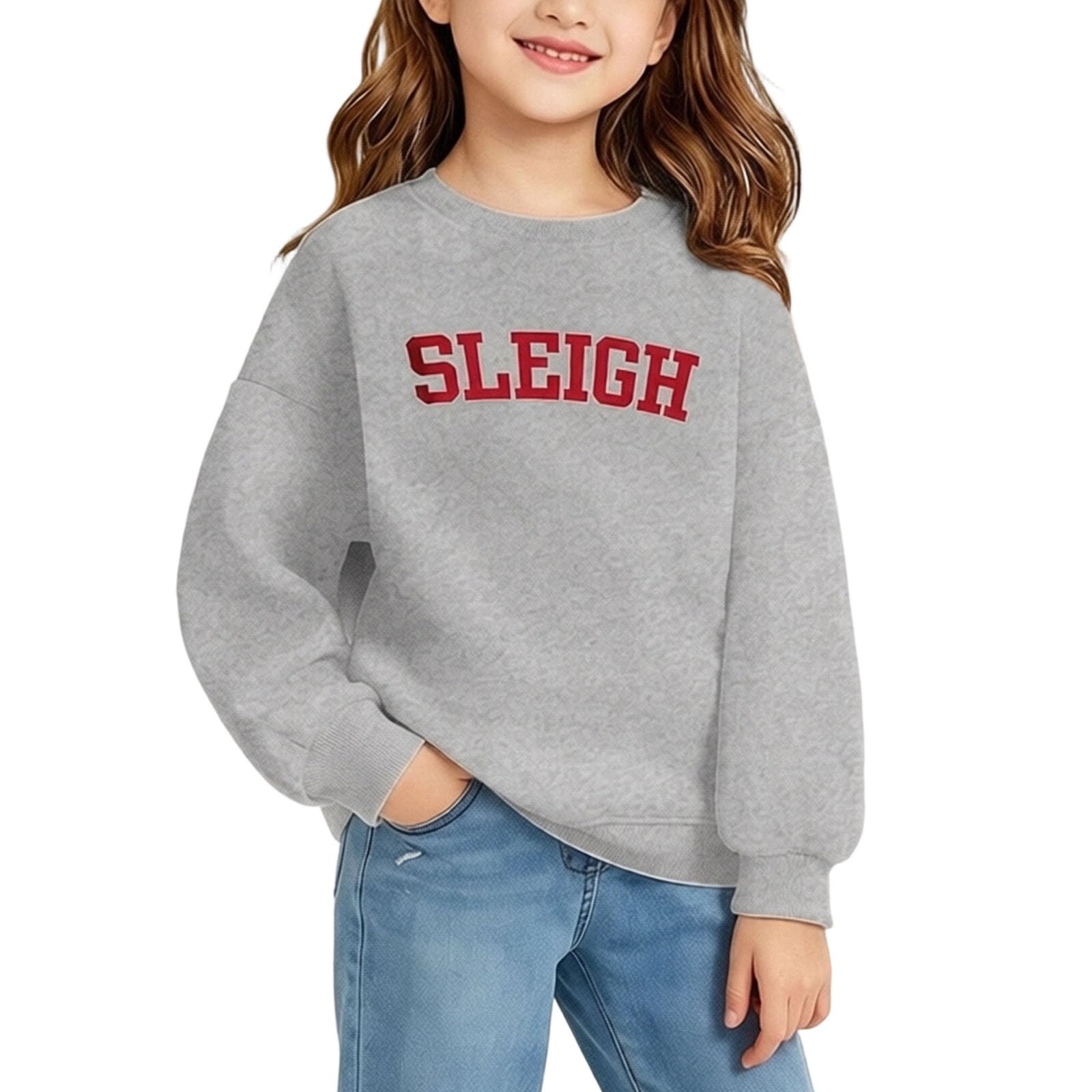 Felpa Bambina Invernale Girocollo Maniche Lunghe Pullover Stampato