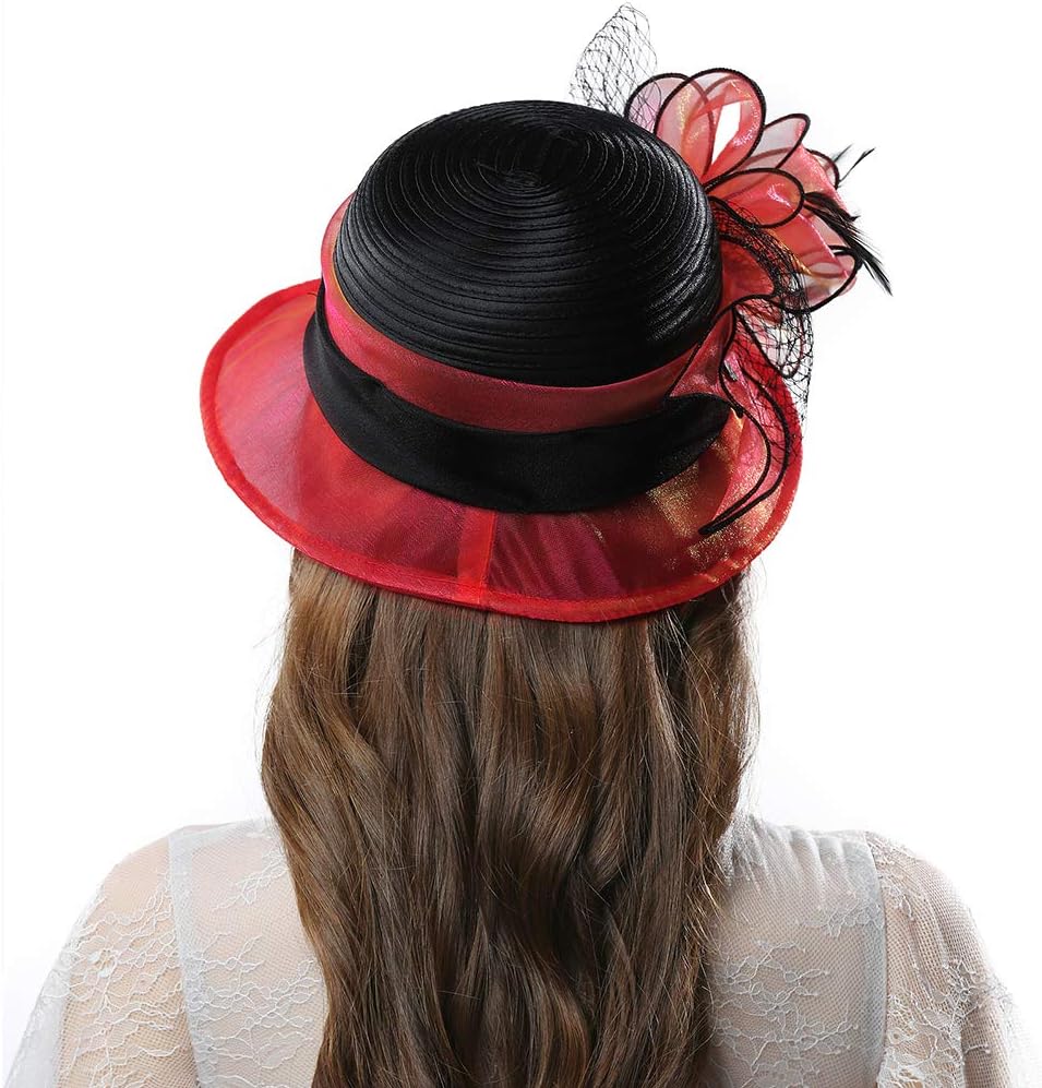 Womens Two Tones Bucket Bowler Church Hat for Saturday Derby Day Royal Scot Lady Tea Party Occasion